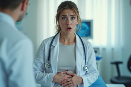 Vrouw klaagt bij dokter over maagkrampen maar krijgt te horen dat baby in buikholte groeit