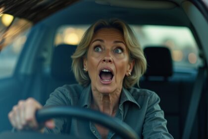 vrouw rijdt per ongeluk winkelcentrum binnen