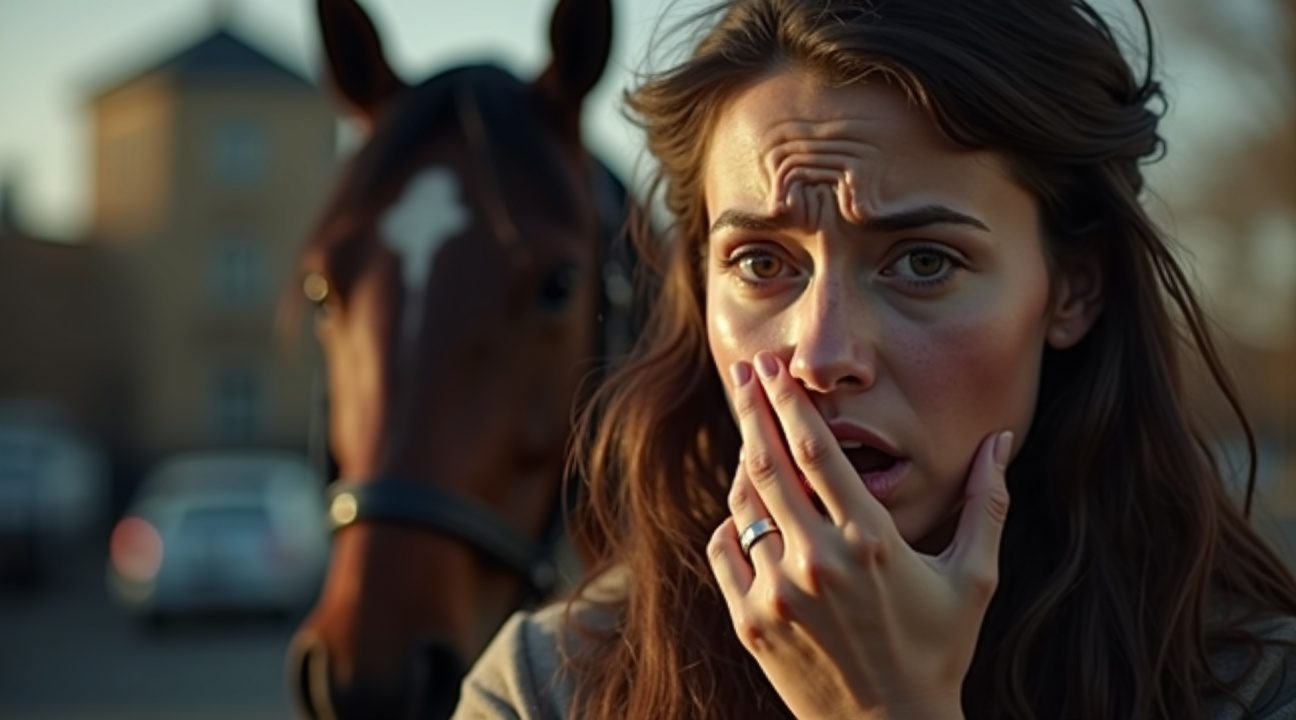 vrouw slaat politiepaard maar krijgt daar onmiddellijk spijt van