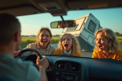 ‘Alsof je in een film zit’, Nederlands gezin met vijf kinderen ziet eigen aanhanger over de kop slaan