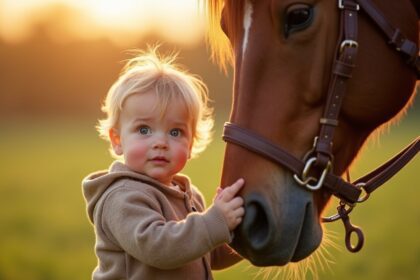 15 maanden oud meisje neemt paard mee aan halstertouwtje en zorgt voor ophef