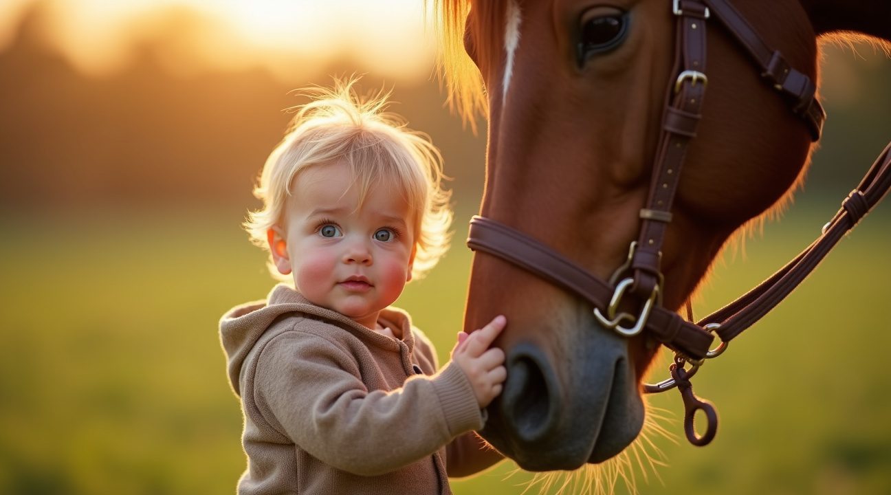 15 maanden oud meisje neemt paard mee aan halstertouwtje en zorgt voor ophef