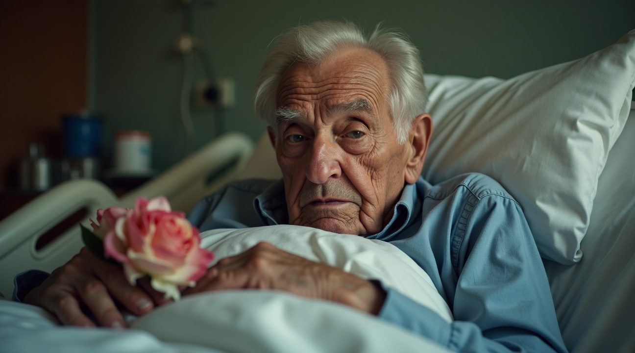 95 jarige man vecht voor zijn leven zodat hij bloemenopa voor bruid kan zijn zoals beloofd