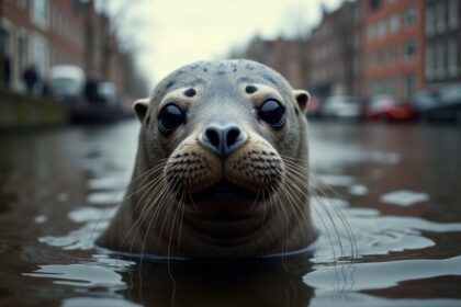 Zeehond duikt op in water bij de Munt in Utrecht: 'Geniet op afstand'