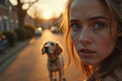 Zwerfhond achtervolgt vrouw naar huis, op precies het juiste moment