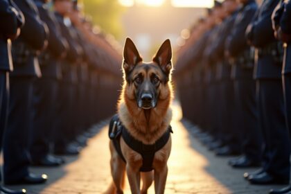 agenten vormen erehaag op laatste werkdag van politiehond met kanker