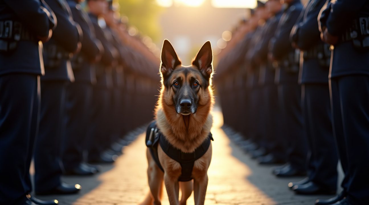 agenten vormen erehaag op laatste werkdag van politiehond met kanker