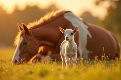 babygeit ziet paard rusten