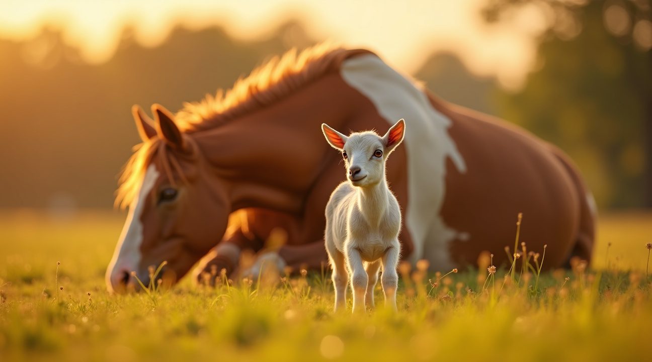 babygeit ziet paard rusten