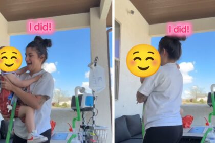 Trotse moeder toont baby en roept pestkoppen op te stoppen met gemene opmerkingen