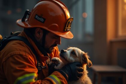 brandweerman blaast leven terug in hondje dat hij uit appartementsbrand bevrijdt