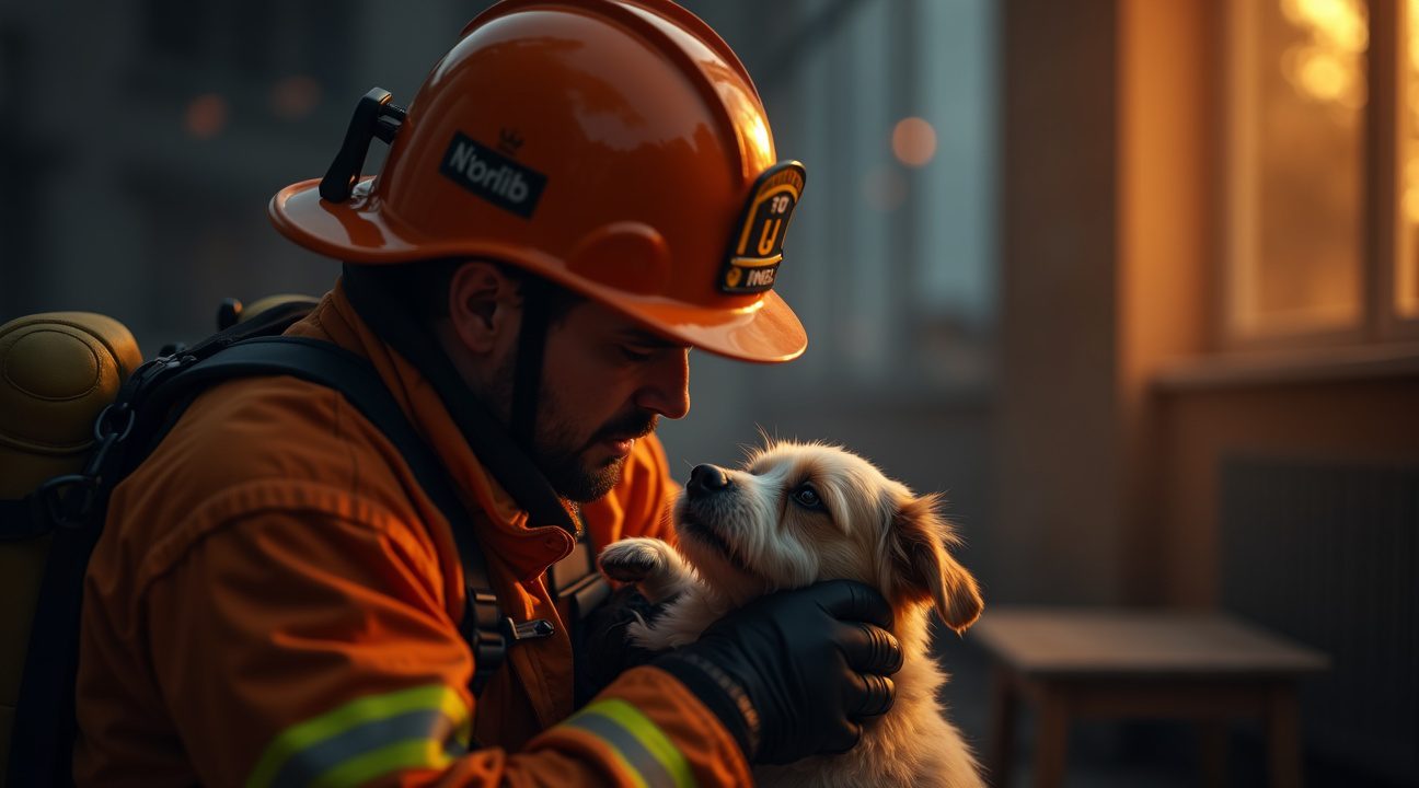 brandweerman blaast leven terug in hondje dat hij uit appartementsbrand bevrijdt