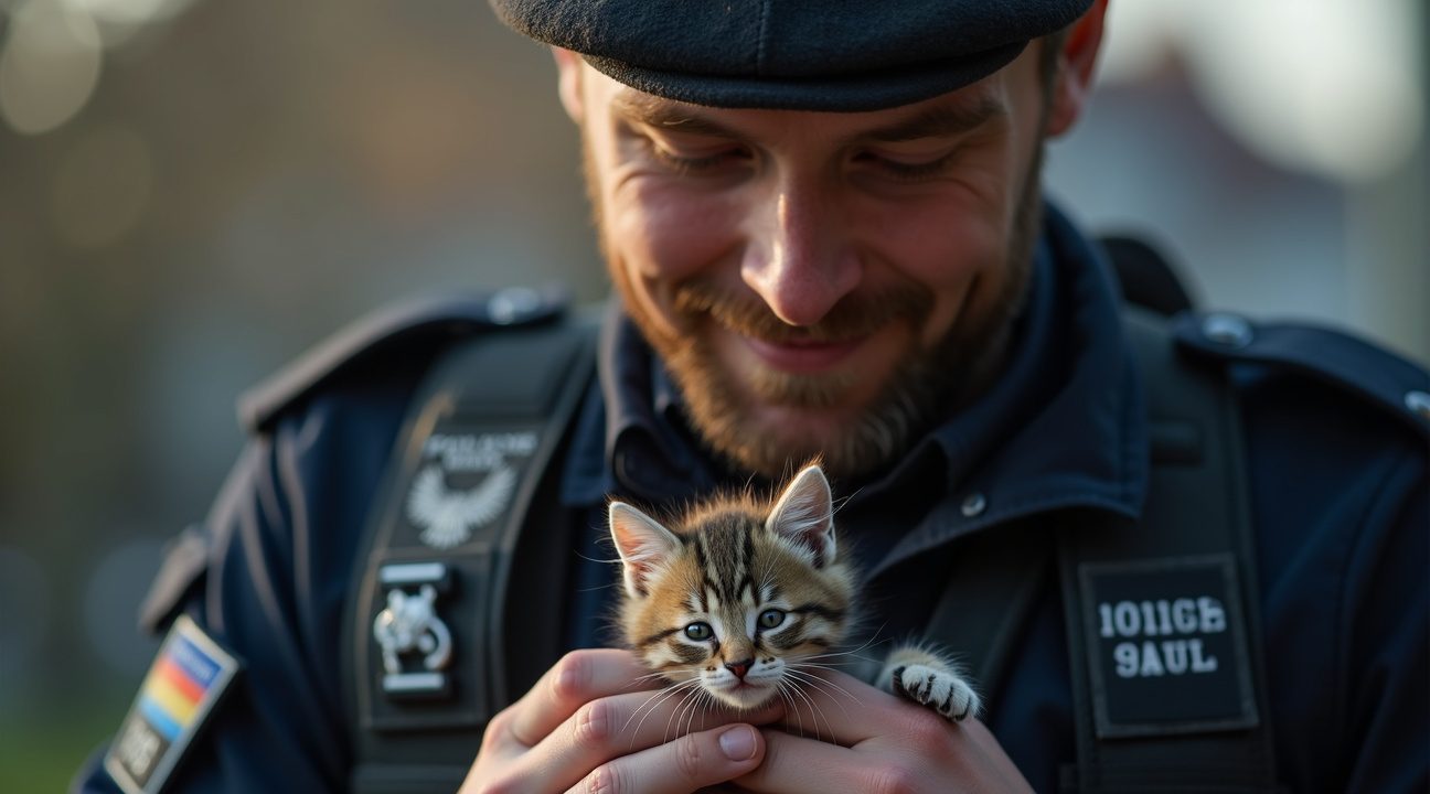 kitten dat uit auto werd gegooid wordt geadopteerd door agent die haar als eerste vond