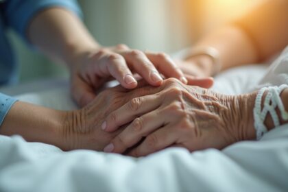 ouder echtpaar houdt laatste momenten handen vast dankzij ziekenhuispersoneel