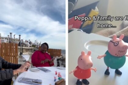 Opa filmt peppa pig op vakantie voor kleindochter nadat ze poppetjes in koffer verstopt