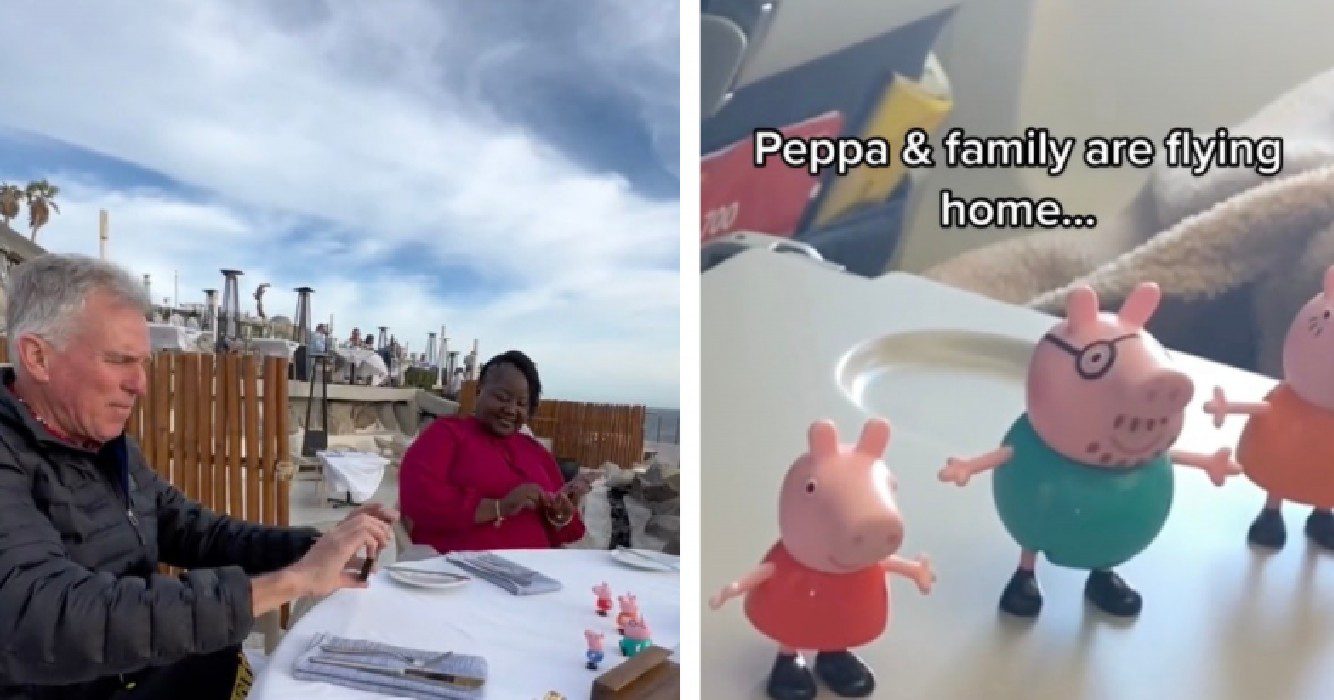 Opa filmt peppa pig op vakantie voor kleindochter nadat ze poppetjes in koffer verstopt