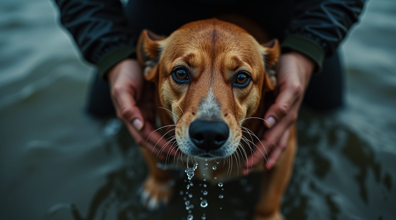 schipper watertaxi vist doodsbange hond uit de nieuwe maas