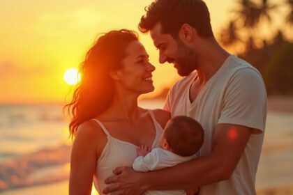 stel vloog 6500 km voor droombevalling op stand maar is nu met baby gestrand op eiland