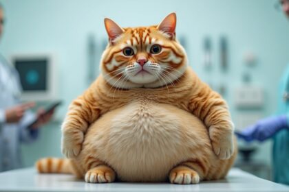 stevige kat wordt door dierenarts geadopteerd en is zo mollig dat mensen denken dat hij zwanger is