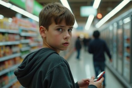 tiener ziet griezel in supermarkt steeds dichter bij meisje komen en zijn intuitie zegt stop hem nu