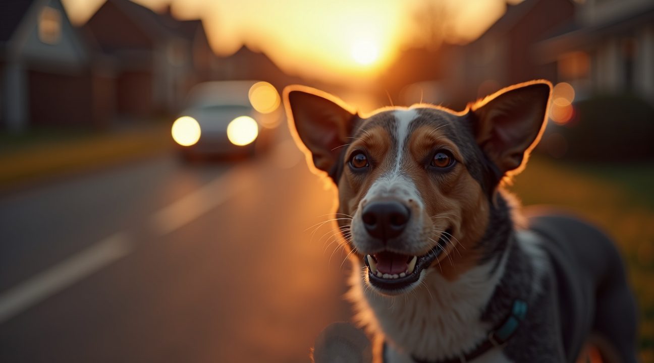 verdwaalde hond stopt elke auto en smeekt om gered te worden
