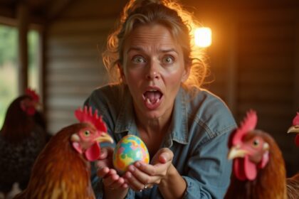 vrouw doet ontdekking van een op een miljard als ze haar kippen nakijkt