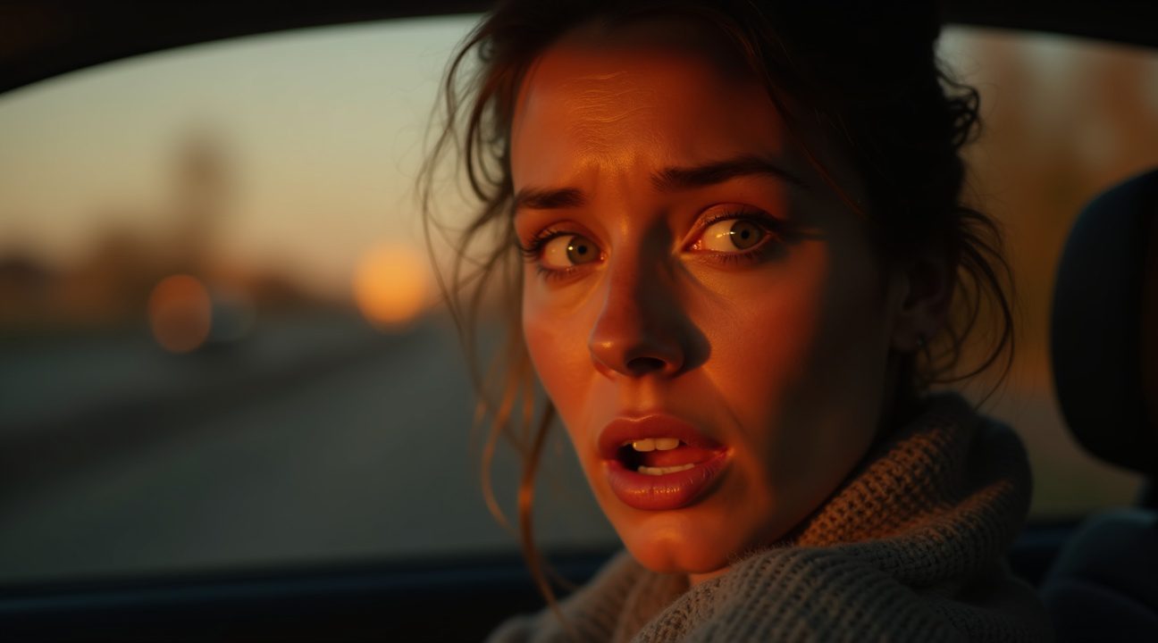 vrouw ziet klein wezen op de rand van een brug en stopt meteen haar auto