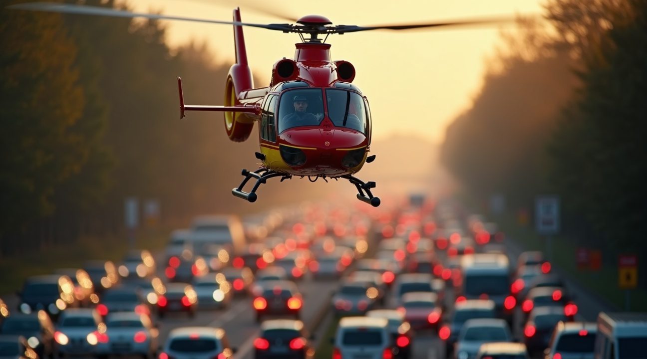 100 bestuurders negeren rode kruizen traumahelikopter kan niet op snelweg landen