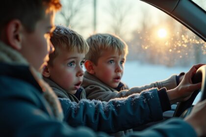 Zoontjes zien op barre winterochtend man in rolstoel en vragen plots hun vader om de auto te stoppen