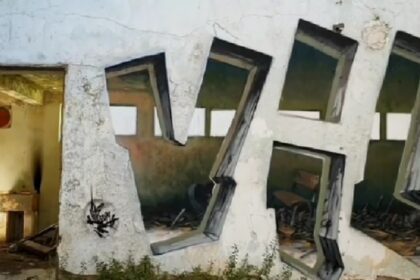 graffitikunstenaar maakt indruk op miljoenen met verbluffende optische illusies op verlaten gebouwen