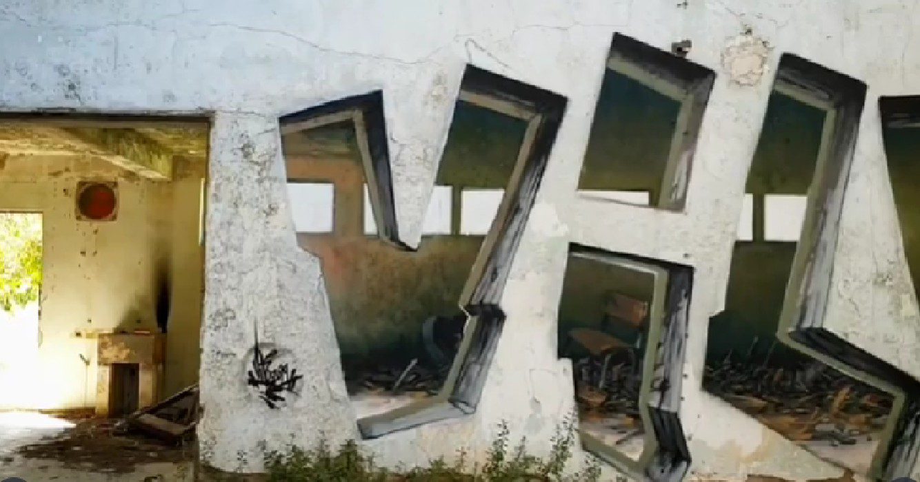 graffitikunstenaar maakt indruk op miljoenen met verbluffende optische illusies op verlaten gebouwen