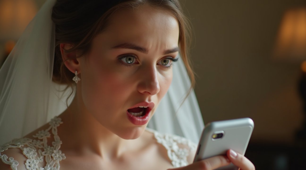 schoonmoeder laat schoondochter uit haar eigen trouwfotos photoshoppen