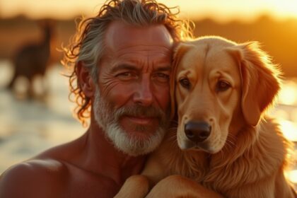 dapper baasje redt hond nadat kangoeroe hem probeert te verdrinken