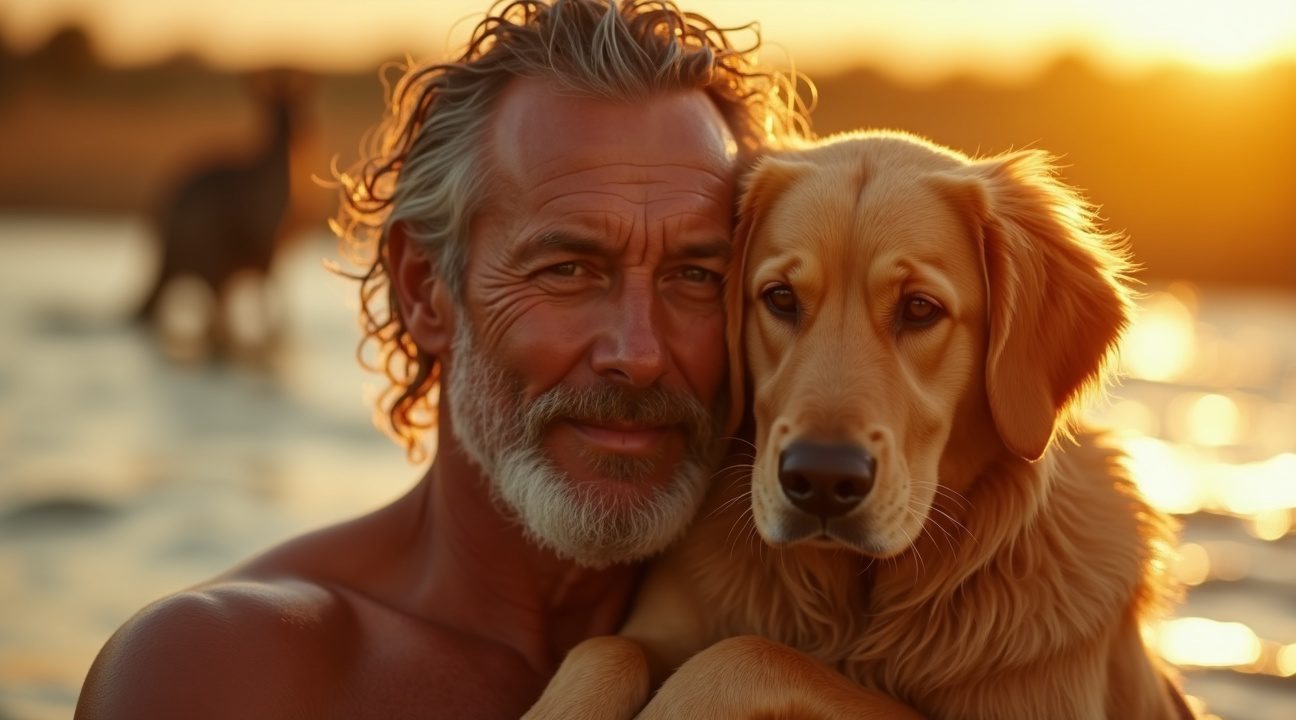 dapper baasje redt hond nadat kangoeroe hem probeert te verdrinken