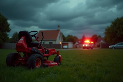 moeder van drie kinderen dodelijk getroffen door sportvliegtuigje terwijl ze op zitmaaier rijdt