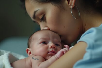 moeder van tweeling laat bij een baby medische tatoeage zetten zodat ze uit elkaar gehouden kunnen worden