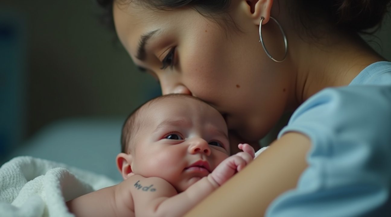 moeder van tweeling laat bij een baby medische tatoeage zetten zodat ze uit elkaar gehouden kunnen worden