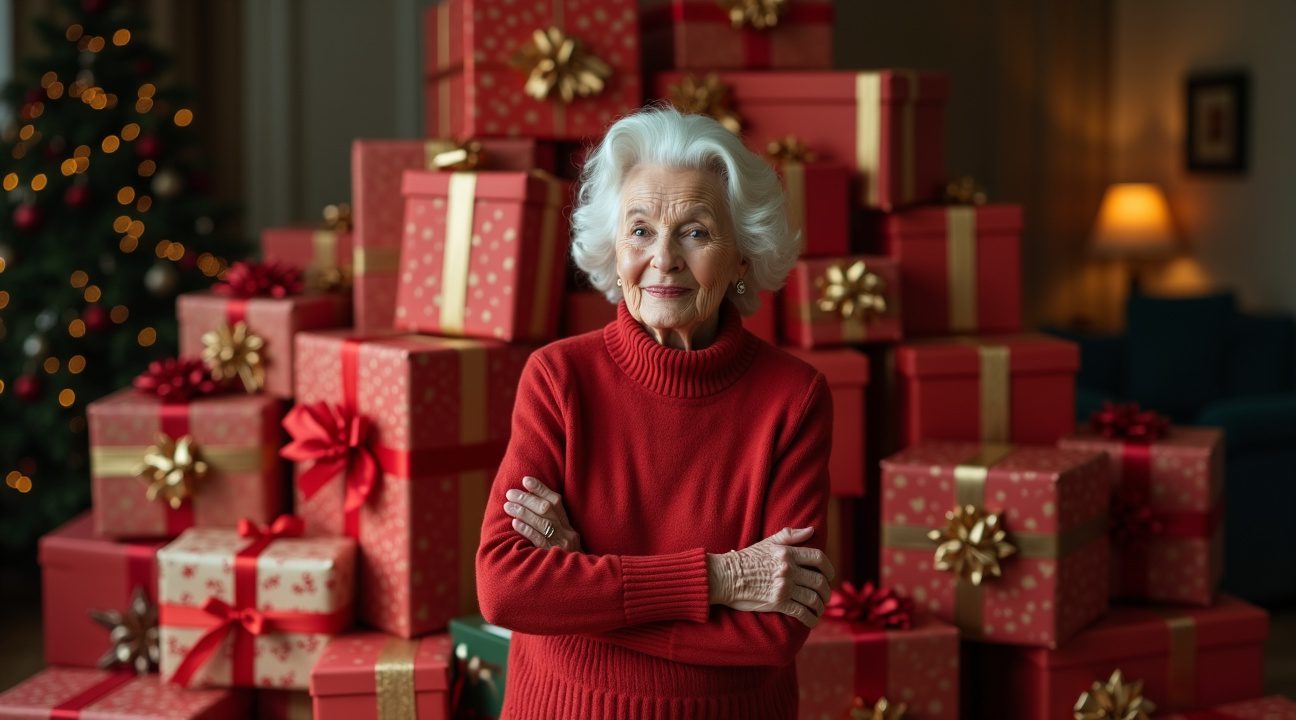 oma bekritiseerd als ze enorme stapel cadeaus voor eerste kerst kleinzoon laat zien