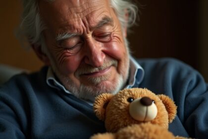opa tot tranen toe geroerd nadat hij teddybeer met stemopname van zijn overleden vrouw krijgt