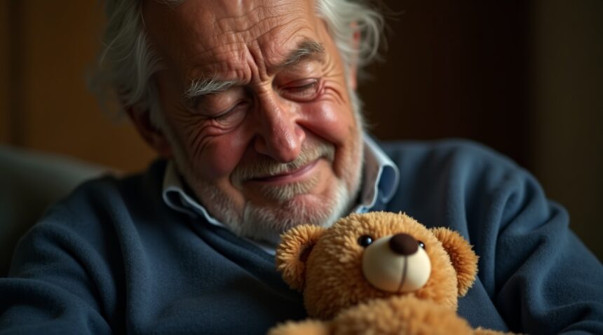 opa tot tranen toe geroerd nadat hij teddybeer met stemopname van zijn overleden vrouw krijgt