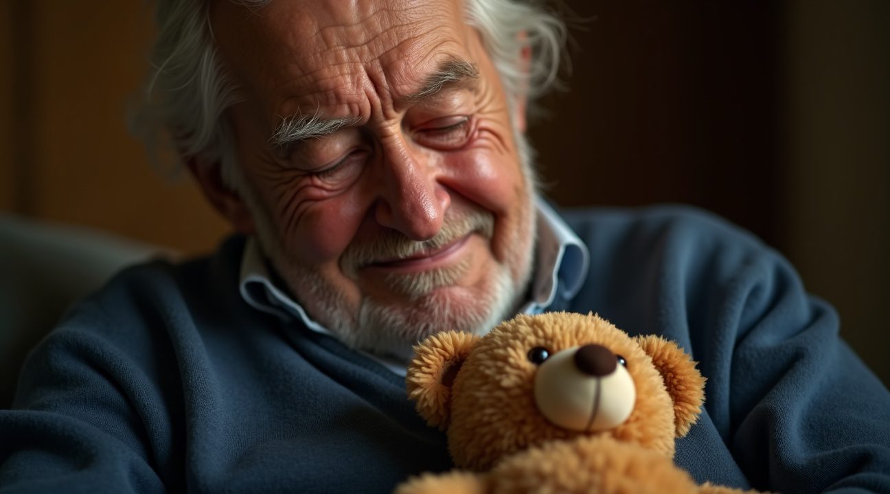 opa tot tranen toe geroerd nadat hij teddybeer met stemopname van zijn overleden vrouw krijgt