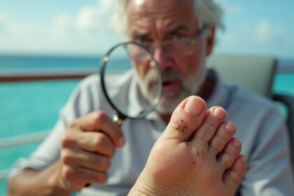 spin legt eieren in teen van man tijdens een cruise