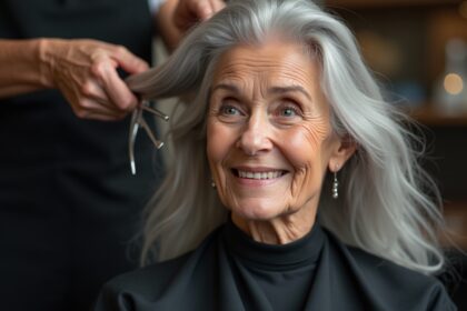 vrouw 73 laat lange haren knippen om er dertig jaar jonger uit te zien