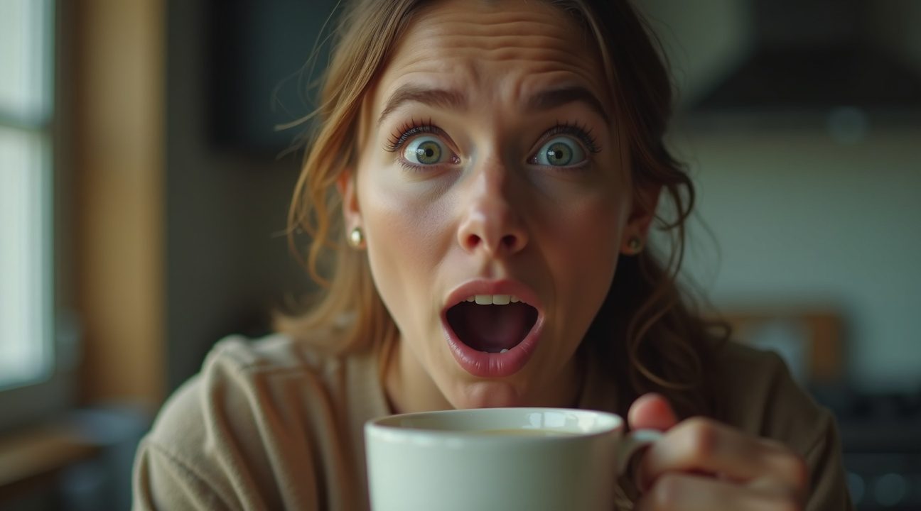 vrouw is stelende collega zat en vervangt koffiemelk met eigen moedermelk