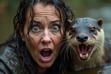 vrouw plots aangevallen door wrede en meedogenloze otter