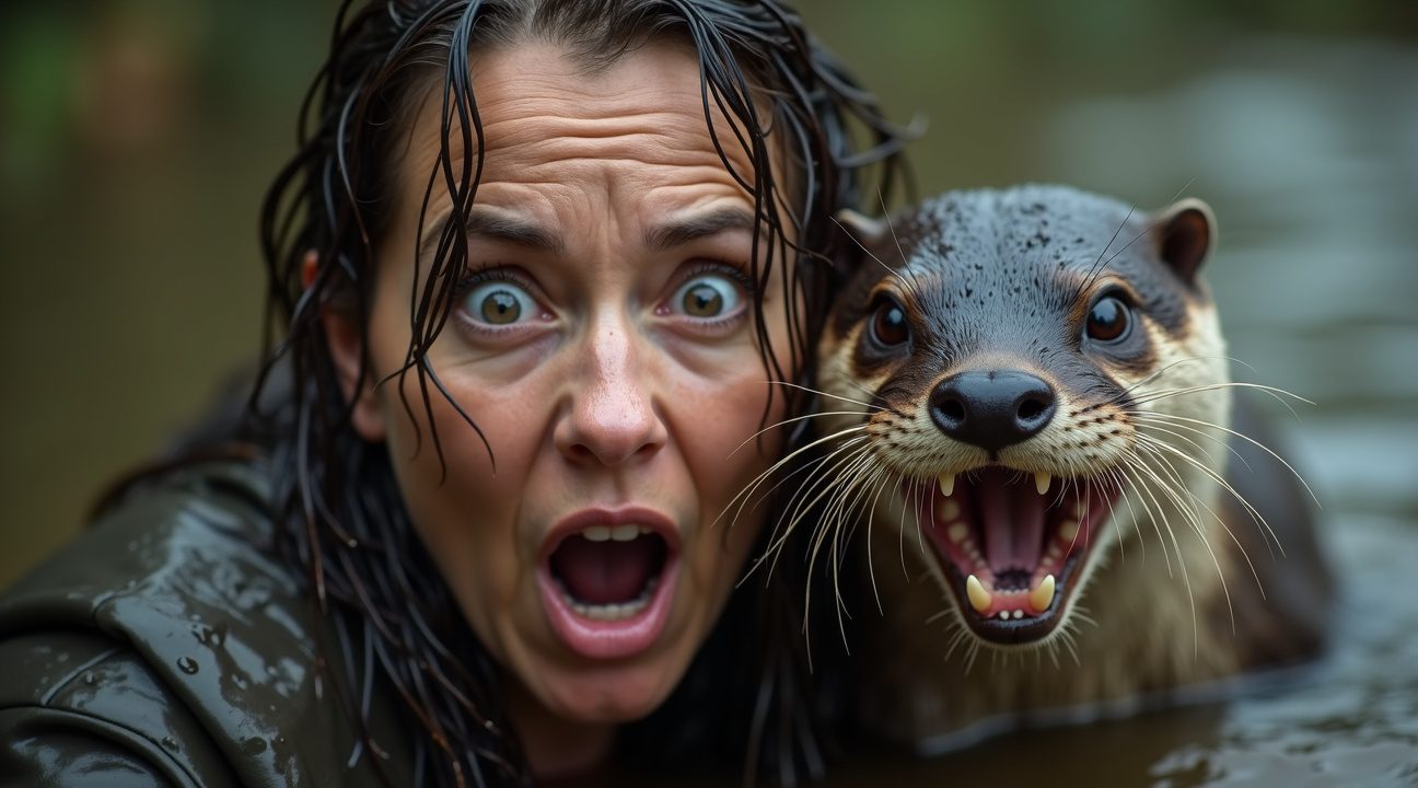 vrouw plots aangevallen door wrede en meedogenloze otter