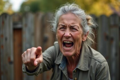 vrouw woedend nadat buren haar hek verpesten ik kan wel janken