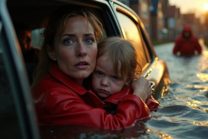 vrouw en kind 5 dreigen te verdrinken nadat auto in rivier belandt omstanders aarzelen niet